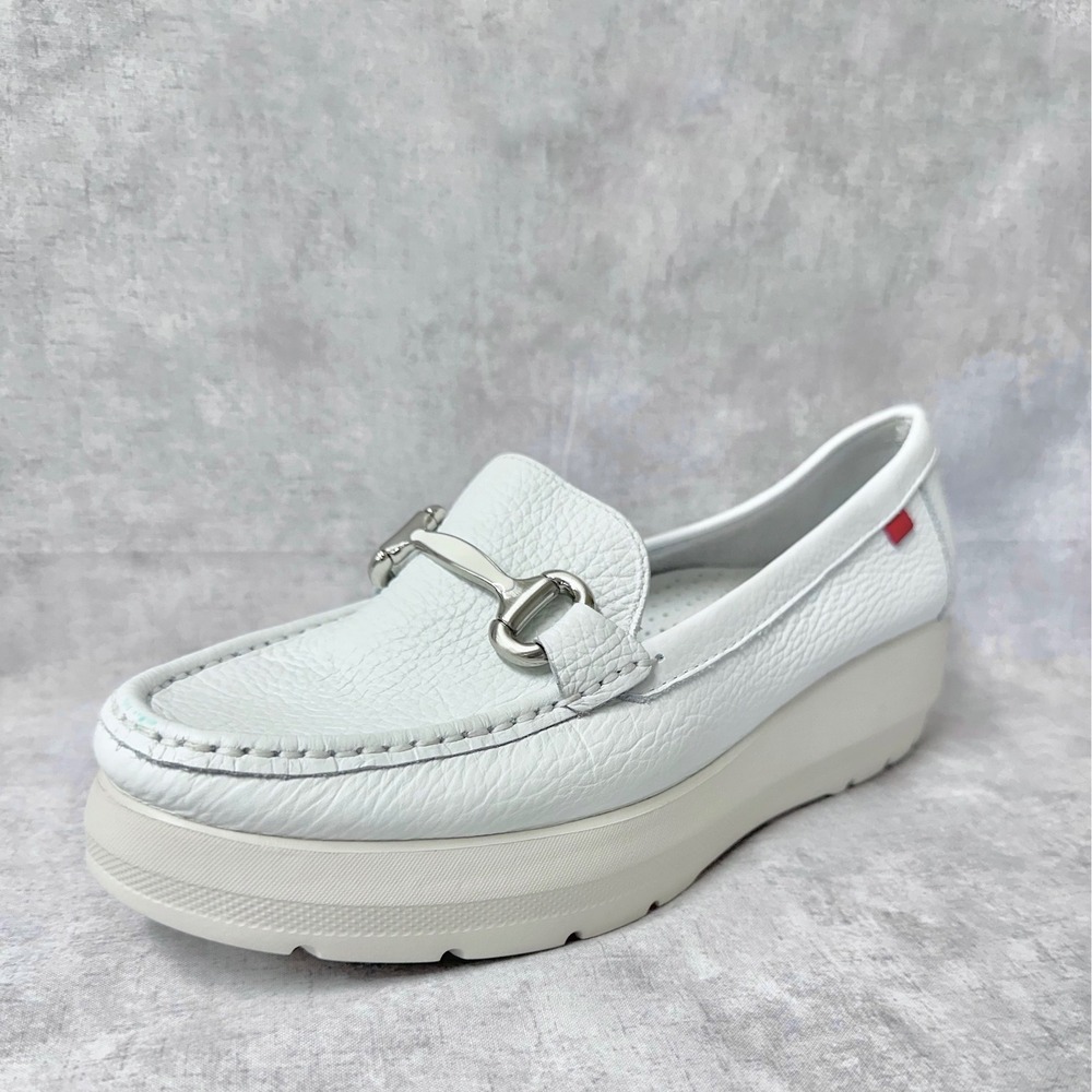 Marc Joseph New York Sunset Ave White Leather Platform Loafer Moccasin‎ Size 9